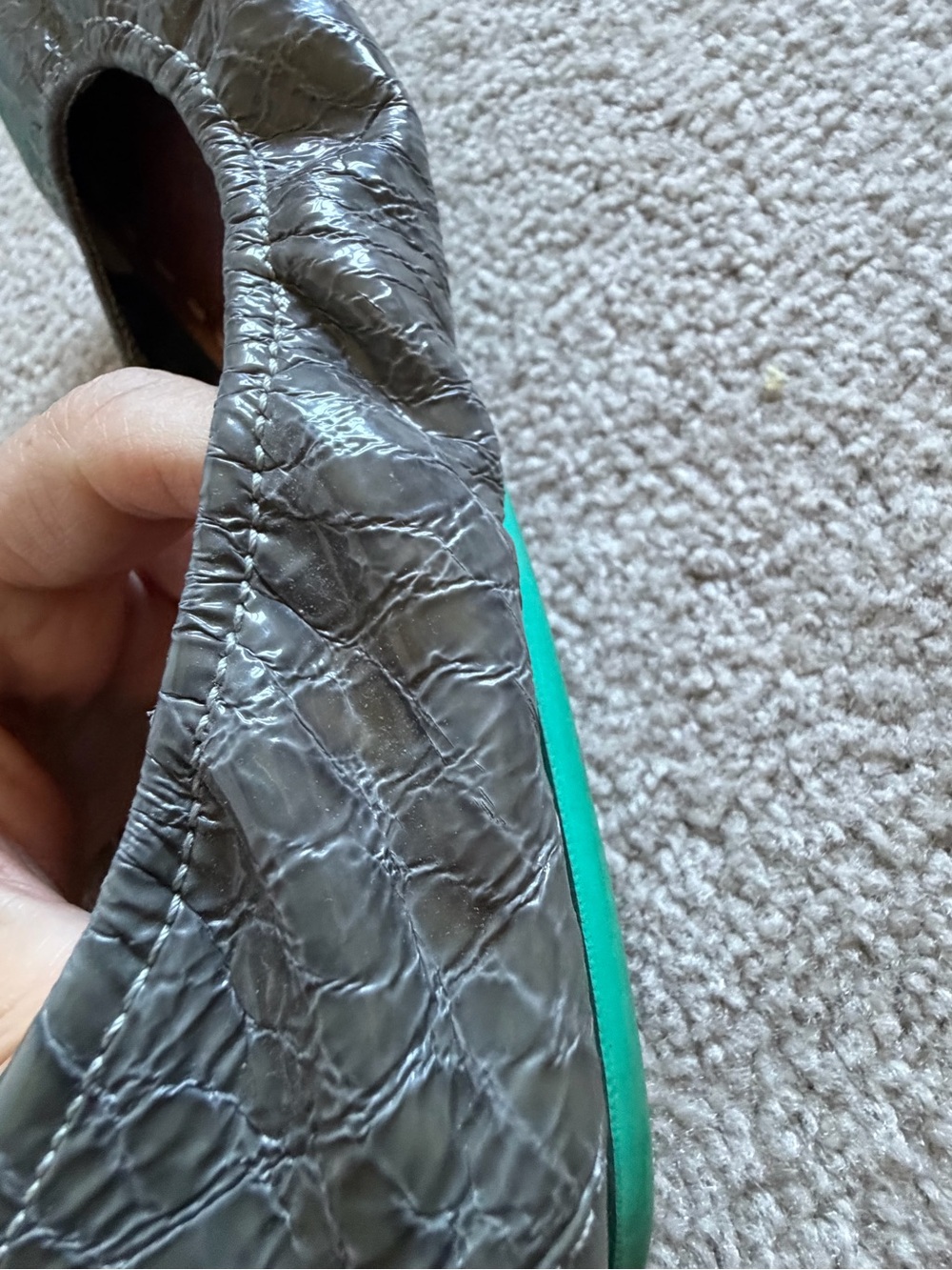 Tieks Grey Croc Patent Leather Ballet Flats size 9 - Picture 6 of 10